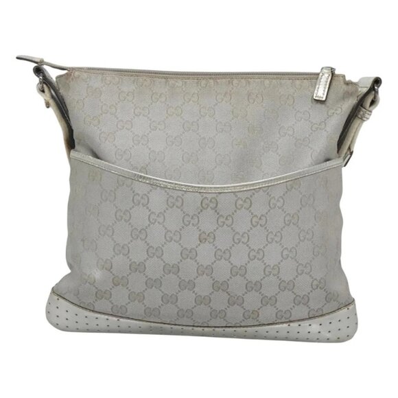 GUCCI GG Canvas Sherry Line Shoulder Bag Gray Silver blue 145857 Auth bs23771 - Picture 2 of 16